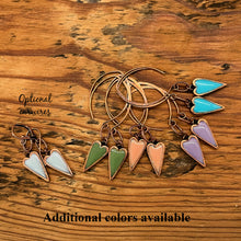 Load image into Gallery viewer, Dangle Heart Earrings in Antique Copper
