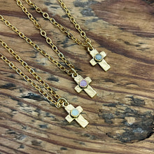 Load image into Gallery viewer, Tiny Cross Necklace in Antique Gold
