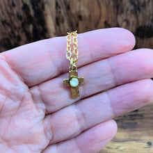 Load image into Gallery viewer, Tiny Cross Necklace in Antique Gold
