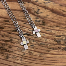 Load image into Gallery viewer, Tiny Cross Necklace in Antique Silver
