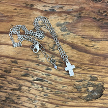Load image into Gallery viewer, Tiny Cross Necklace in Antique Silver
