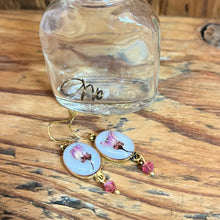 Load image into Gallery viewer, Redbud Blossom Earrings with Crystal Dangles
