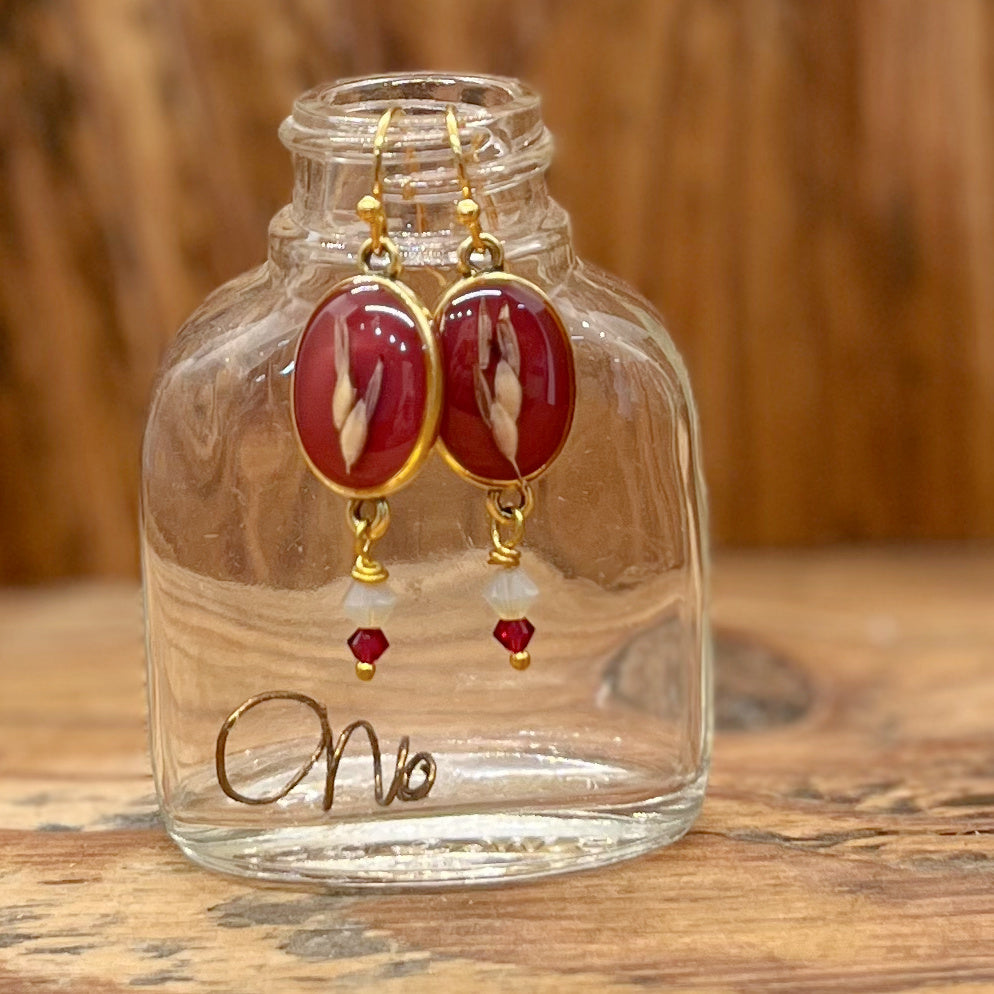 Wheat Earrings with Crystal Dangles