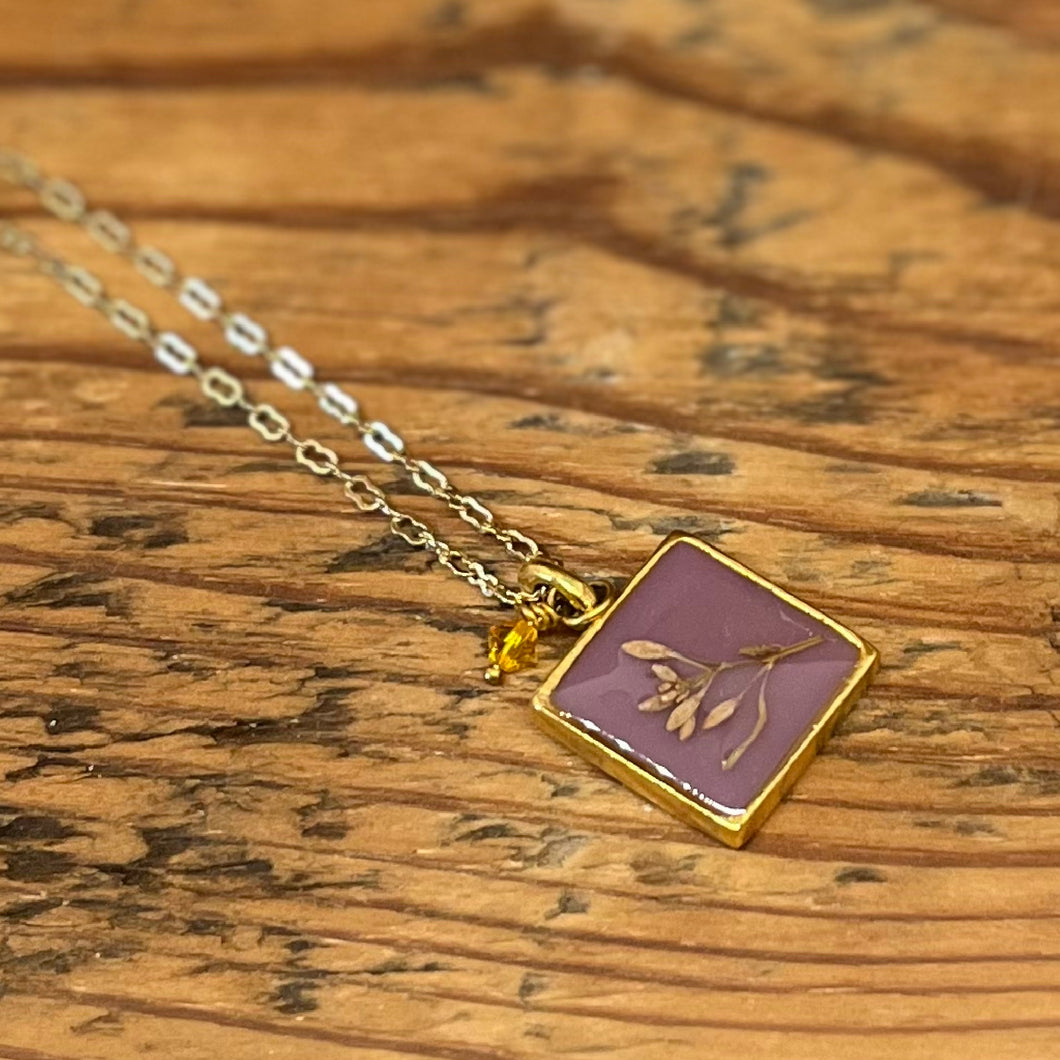 Pendant Necklace with Wildflowers
