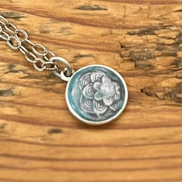 Mini Vintage Button Impression Necklace