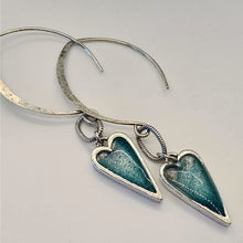 Load image into Gallery viewer, Dangle Heart Earrings with Mica
