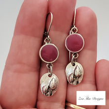 Load image into Gallery viewer, Sweet Pea Charm Earrings in pink.
