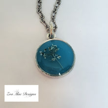 Load image into Gallery viewer, Mini Queen Anne&#39;s Lace Necklace in AS with Turquoise 2
