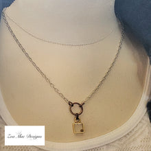 Load image into Gallery viewer, Mixed Metal Mustard Seed Necklace on model.
