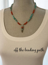 Load image into Gallery viewer, Southwestern Style Artglass Necklace with Turquoise and Carnelian
