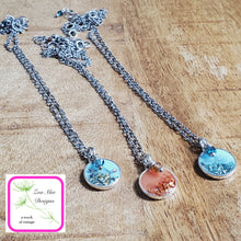 Load image into Gallery viewer, Antique Silver Mini Glitter Necklaces on wooden background.
