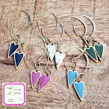 Load image into Gallery viewer, Assortment of Antique Gold Dangle Heart Earrings.
