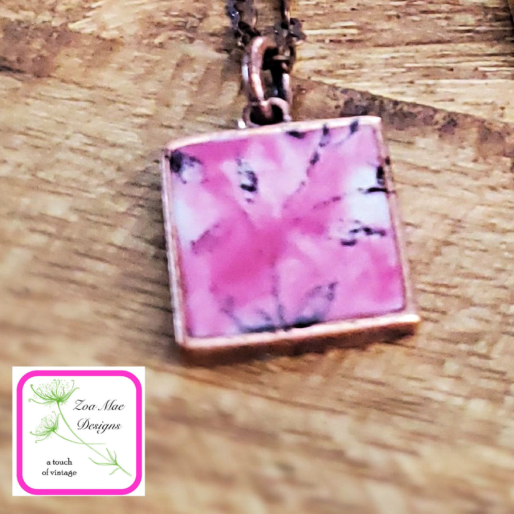 Mini Stamped Clay Square Vine Necklace
