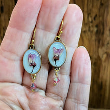 Load image into Gallery viewer, Redbud Blossom Earrings with Crystal Dangles
