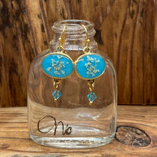 Load image into Gallery viewer, Queen Anne&#39;s Lace Oval Earrings with Crystal Dangles
