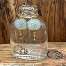 Load image into Gallery viewer, Queen Anne&#39;s Lace Oval Earrings with Crystal Dangles
