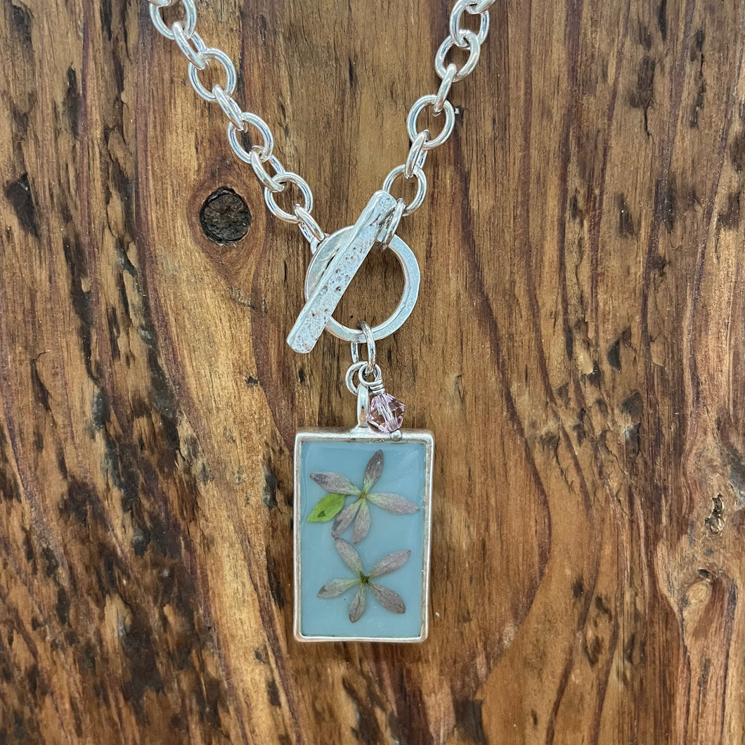 Toggle Necklace with Pink Flowers