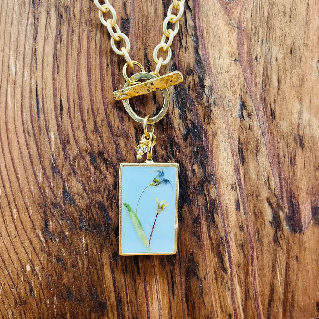 Toggle Necklace with Wildflowers