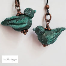 Load image into Gallery viewer, Green Raku Bird Earrings
