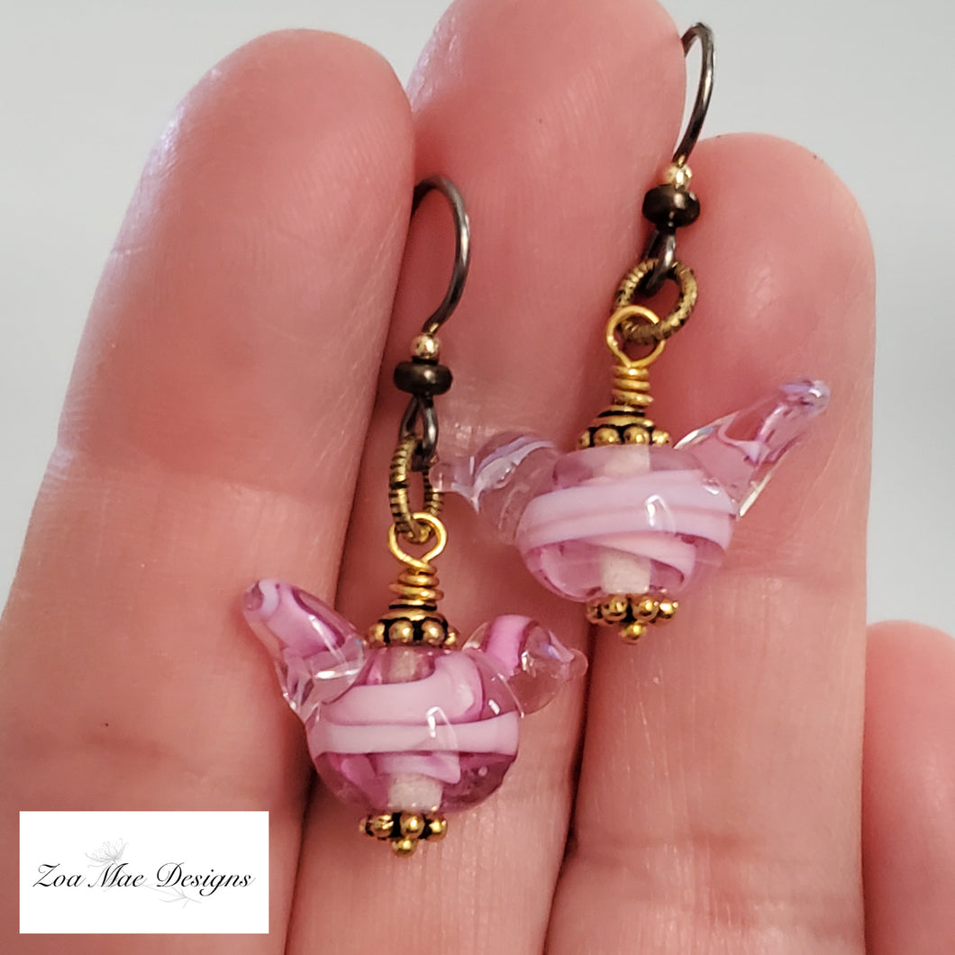 Pink Bird Earrings