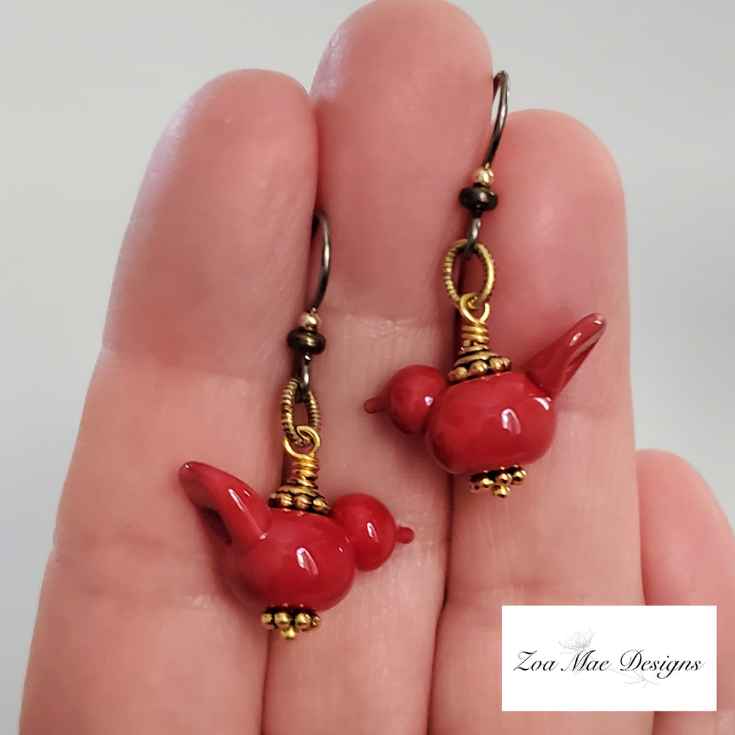 Red Bird Earrings