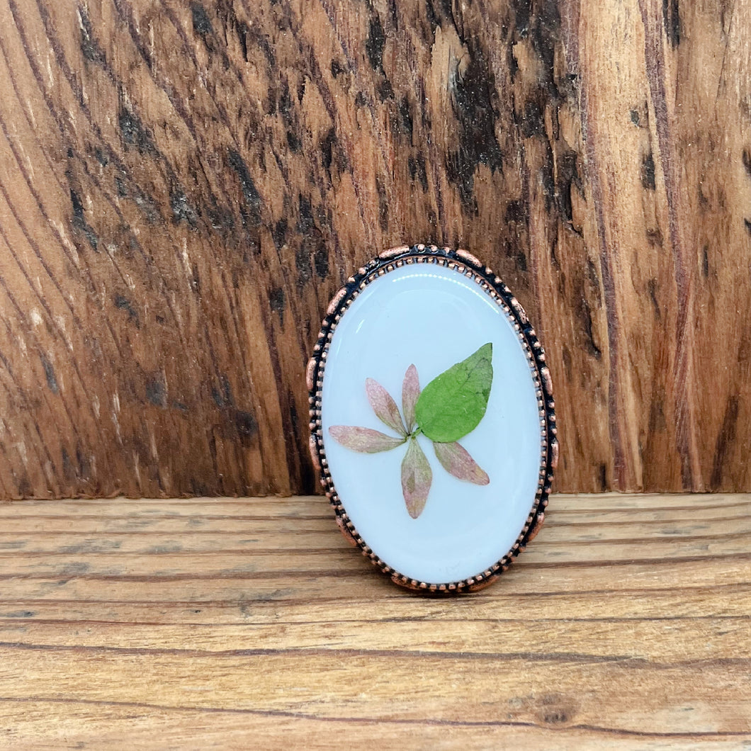 Pink Wildflower on Pale Grey Convertible Brooch Pin
