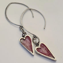 Load image into Gallery viewer, Dangle Heart Earrings with Mica
