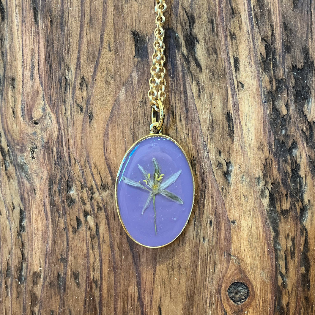 Long Grande Purple Wildflower Necklace