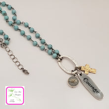 Load image into Gallery viewer, Inspiring Word Charm and Vintage Rosary Chain Necklace
