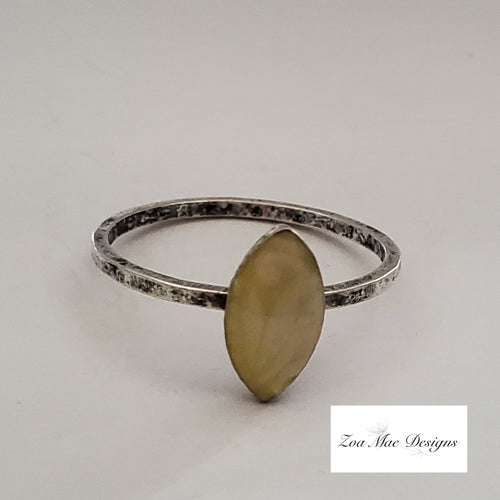 Yellow Floral Stacking Ring on white background.