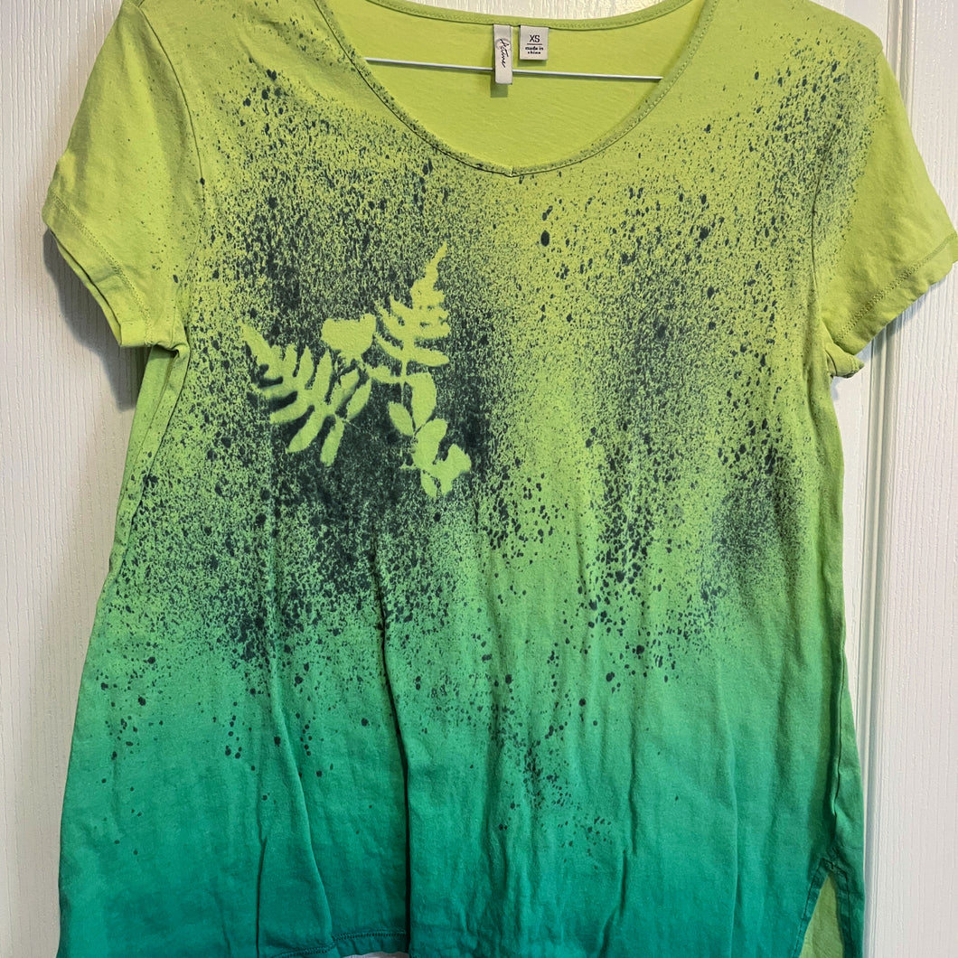 Green on Green Fern and Rose Tee
