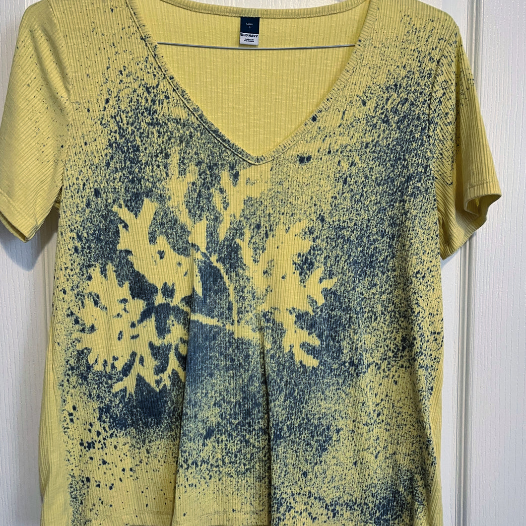 Yellow and Blue Oak Leaf Tee