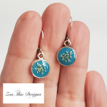 Load image into Gallery viewer, Tiny Queen Anne&#39;s Lace Earrings AS with Turquoise 2

