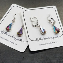 Load image into Gallery viewer, Vintage Amethyst AB Crystal Earrings, carded.
