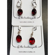 Load image into Gallery viewer, Vintage Ruby Crystal Earrings on earring cards.
