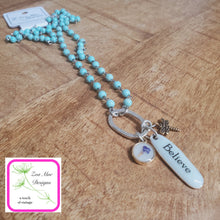 Load image into Gallery viewer, Inspiring Word Charm and Vintage Rosary Chain Necklace

