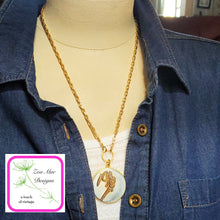 Load image into Gallery viewer, Grande Clay Impression Necklace with Fern Frond (Antique Gold Circle)
