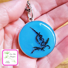 Load image into Gallery viewer, Long Grande Fern Fronds on Blue Necklace
